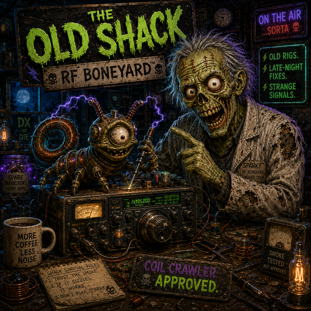 Sparky the RF Boneyard Zombie welcoming visitors